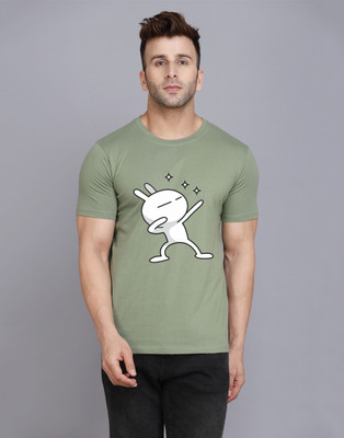 SLOWLORIS Printed Men Round Neck Light Green T-Shirt
