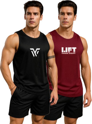 dashzone Printed Men Round Neck Black, Blue T-Shirt