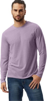 PP TRENDS Solid Men Round Neck Purple T-Shirt