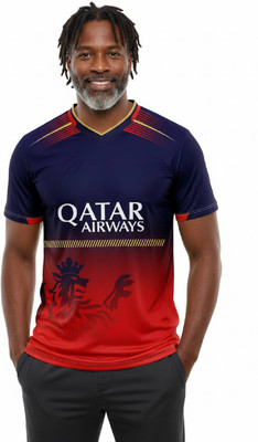 Smv Printed Men V Neck Red T-Shirt