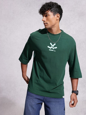 WROGN Printed Men Round Neck Green T-Shirt