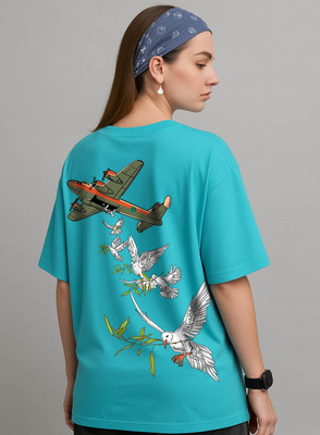 Hazuku Printed Women Round Neck Blue T-Shirt