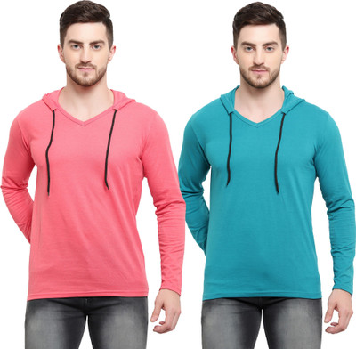 Tresna Fab Solid Men Hooded Neck Multicolor T-Shirt