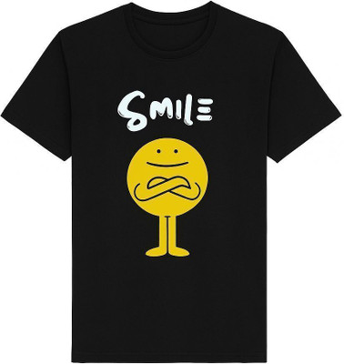 Attire Arc Printed Men Round Neck Black T-Shirt