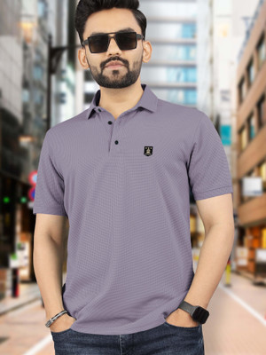 VeBNoR Solid Men Polo Neck Grey T-Shirt