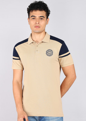 United Colors of Benetton Colorblock Men Polo Neck Brown T-Shirt