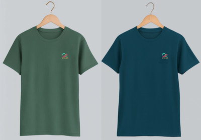 Stelino Self Design Men Round Neck Green, Dark Blue T-Shirt