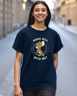 BEWAKOOF Graphic Print Women Round Neck Blue T-Shirt