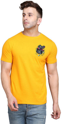 tfurnish Printed Men Round Neck Yellow T-Shirt