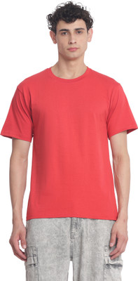 UNSULLY Solid Men Round Neck Red T-Shirt