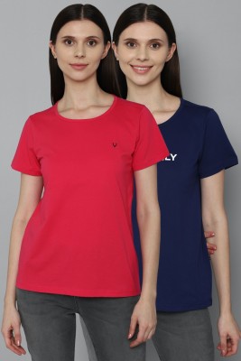 Allen Solly Solid Women Round Neck Dark Blue T-Shirt