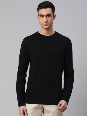 OrrganicChics Solid Men Round Neck Black T-Shirt
