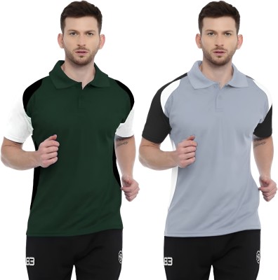 Gibbs Sporty Men Polo Neck Green, Grey T-Shirt