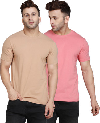 SLOWLORIS Solid Men Round Neck Multicolor T-Shirt