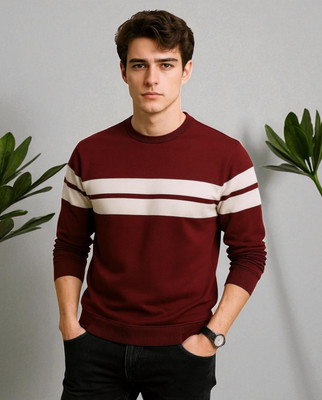 StyleFlick Solid Men Round Neck Maroon T-Shirt