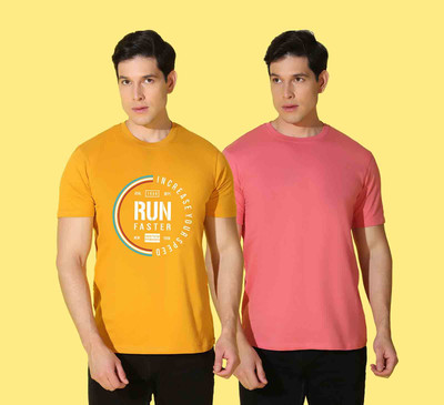 WOOSTRO Graphic Print, Solid Men Round Neck Multicolor T-Shirt
