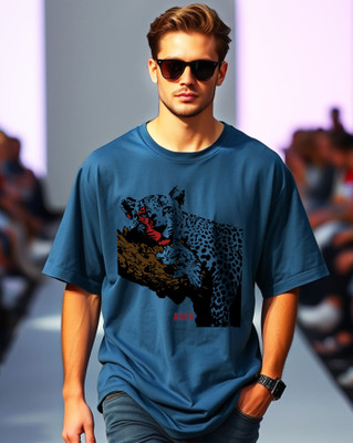 AUSK Printed Men Round Neck Blue T-Shirt
