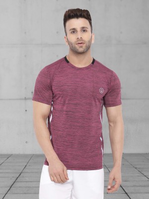 CHKOKKO Self Design Men Round Neck Purple T-Shirt