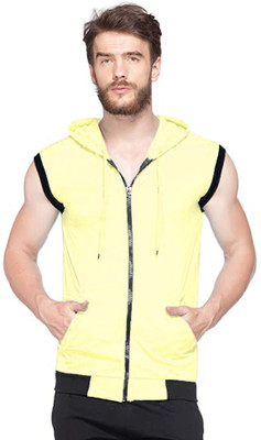 JB Jagoboy Solid Men Hooded Neck Yellow T-Shirt