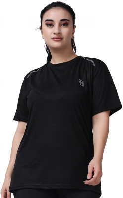 ND Solid Women Round Neck Black T-Shirt