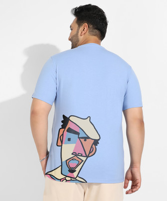 Instafab Plus Printed Men Round Neck Blue T-Shirt