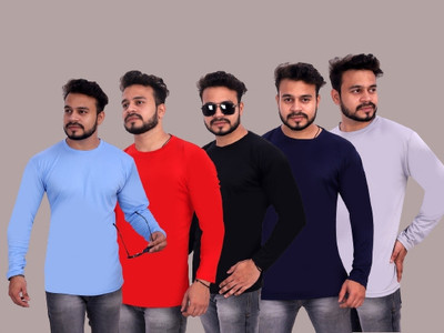 SYM Solid Men Round Neck Multicolor T-Shirt