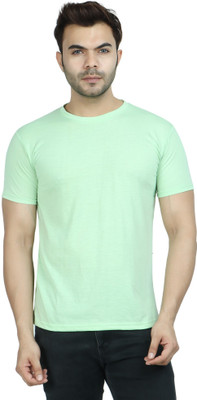 INDIZO Solid Men Round Neck Light Green T-Shirt