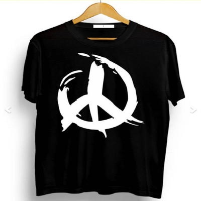 SAHAL Printed Men Round Neck Black T-Shirt