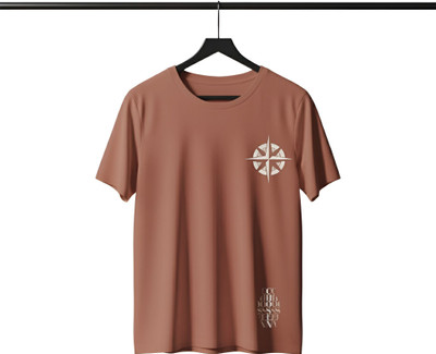 Kavod Lifestyle Printed Men Round Neck Brown T-Shirt