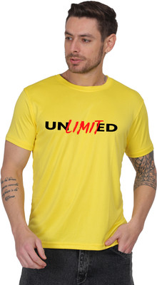 SAURABHQ Graphic Print Men Round Neck Yellow T-Shirt