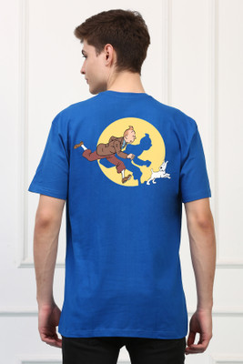 Awaken Armor Printed Men Round Neck Blue T-Shirt