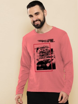 Happy Khajana Printed, Typography Men Round Neck Pink T-Shirt