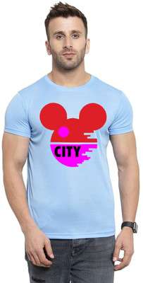 LuvCare Printed Men Round Neck Blue T-Shirt