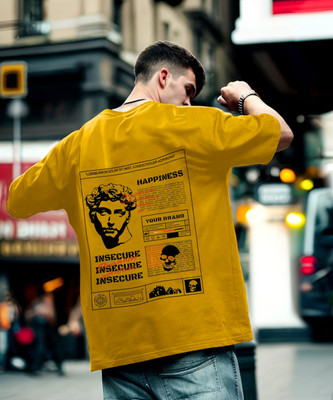 HouseOfCommon Printed Men Round Neck Yellow T-Shirt