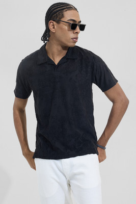 Snitch Solid Men Polo Neck Black T-Shirt