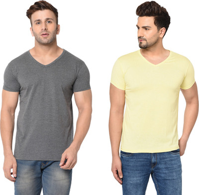 Moordale Fab Solid Men V Neck Multicolor T-Shirt