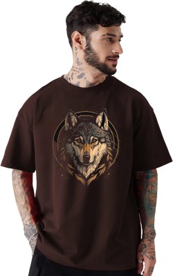 HADAR Graphic Print Men Round Neck Brown T-Shirt