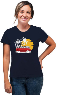SmarTee Street Printed Women Round Neck Blue T-Shirt