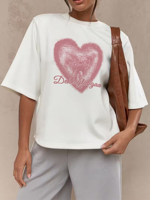CZC Graphic Print Women Round Neck White T-Shirt