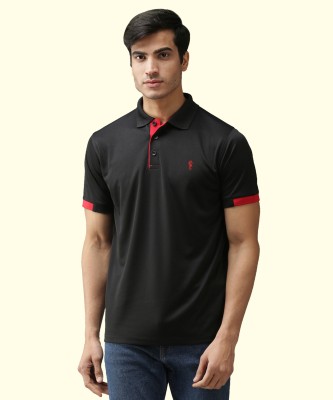 EPPE Solid Men Polo Neck Red, Black T-Shirt