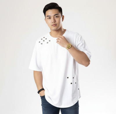 A2R FASHION Solid Men Round Neck White T-Shirt