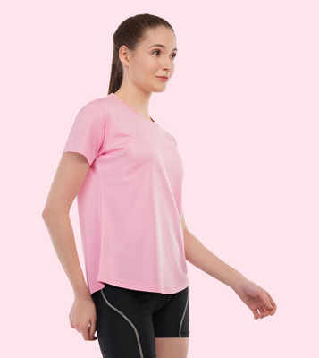 Chicaria Sporty Women Round Neck Pink T-Shirt