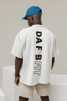 DAFABFIT Printed Men Round Neck White T-Shirt