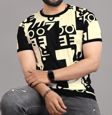 sti Printed Men Round Neck Gold T-Shirt