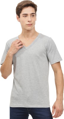 TheNixon Solid Men V Neck Grey T-Shirt