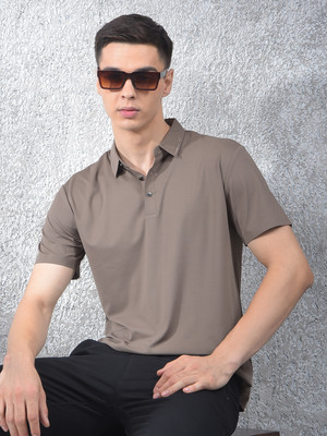 CRIMSOUNE CLUB Solid Men Polo Neck Grey T-Shirt
