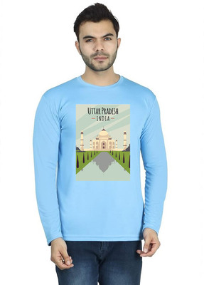 LV CARE Printed, Self Design Men Round Neck Blue T-Shirt