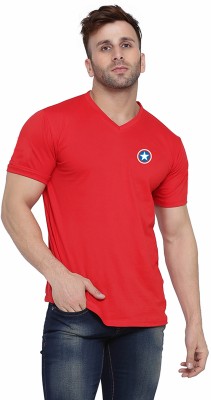 BEYOU FASHION Solid Men V Neck Red T-Shirt