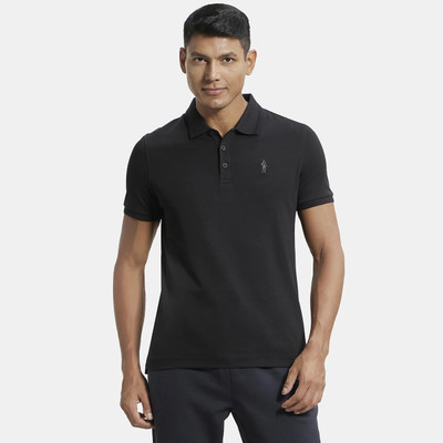 JOCKEY Solid Men Polo Neck Black T-Shirt