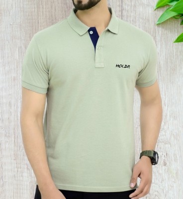 TAZO Solid Men Polo Neck Green T-Shirt